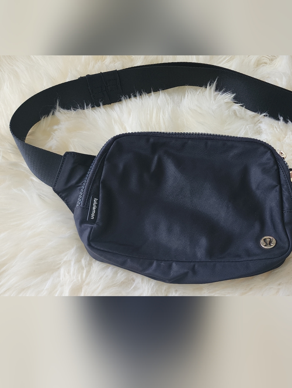 lululemon athletica Black Belt Bag with Silver Logo